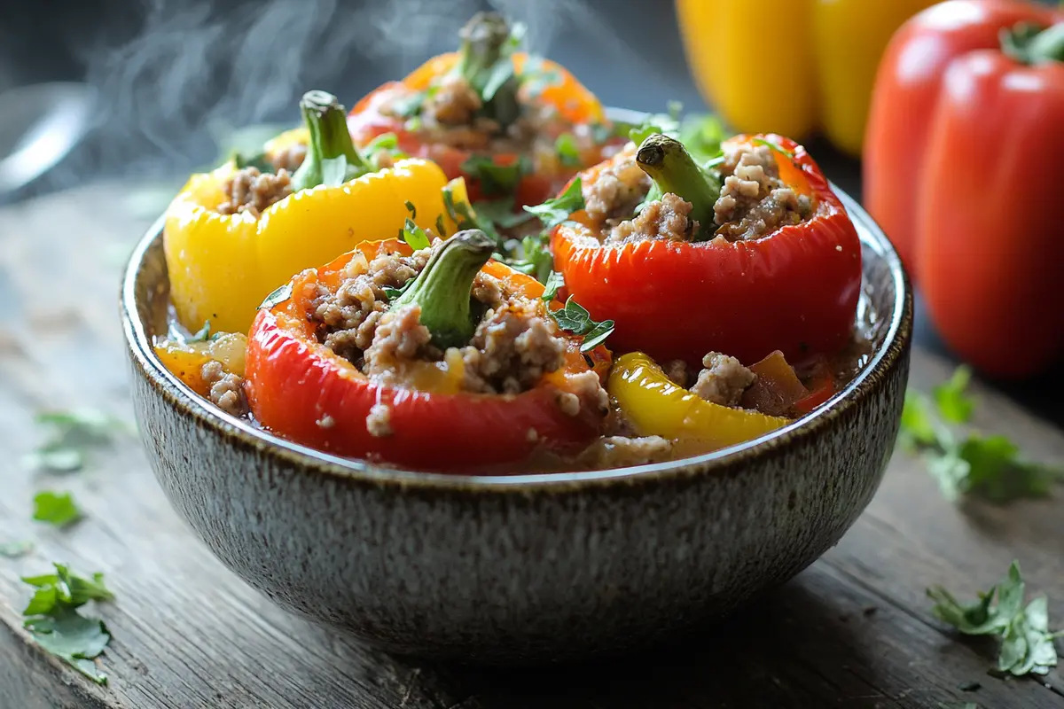 Delicious Slow Cooker Stuffed Pepper Soup