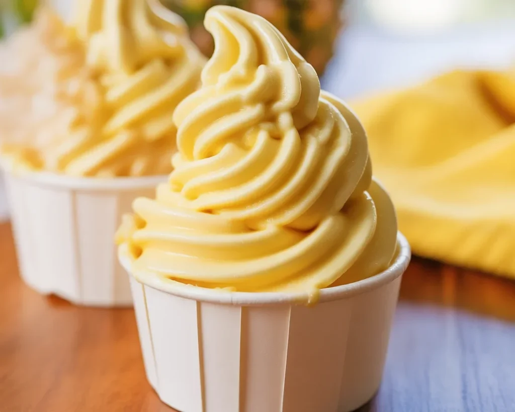 Delicious homemade Dole Whip recipe featuring frozen pineapple and coconut milk.