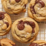 Delicious batch of Hershey chocolate chip cookies with gooey chocolate chips.