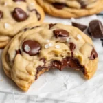 Delicious homemade eggless chocolate chip cookies with gooey chocolate chips
